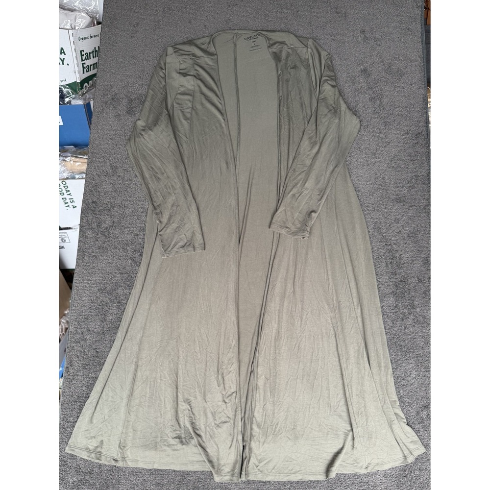 Torrid Super Soft Olive Green Duster Cardigan Open Front Longline Plus Size 2 2X